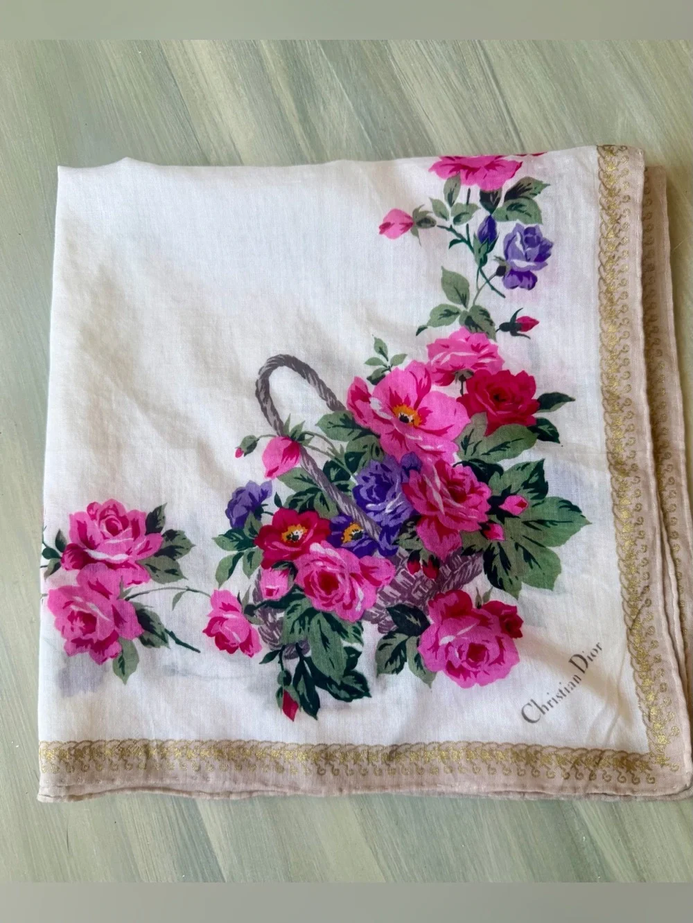 Dior Pink Floral Cottagecore Silky Scarf Bandana Headband Bag Scarf Neckerchief